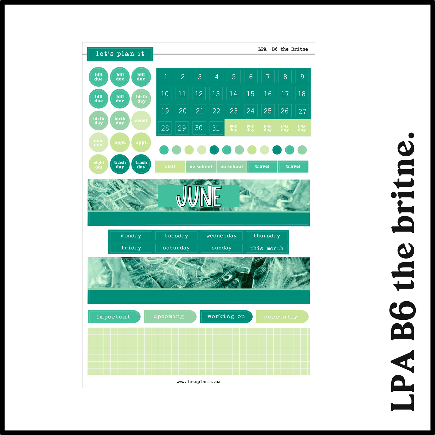 Monthly Kit: June | 8 layout options | June or Blank