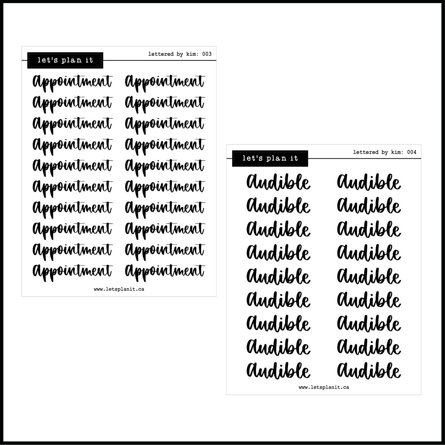 Lettered by Kim Scripts | SMALLER OPTION | 39 options