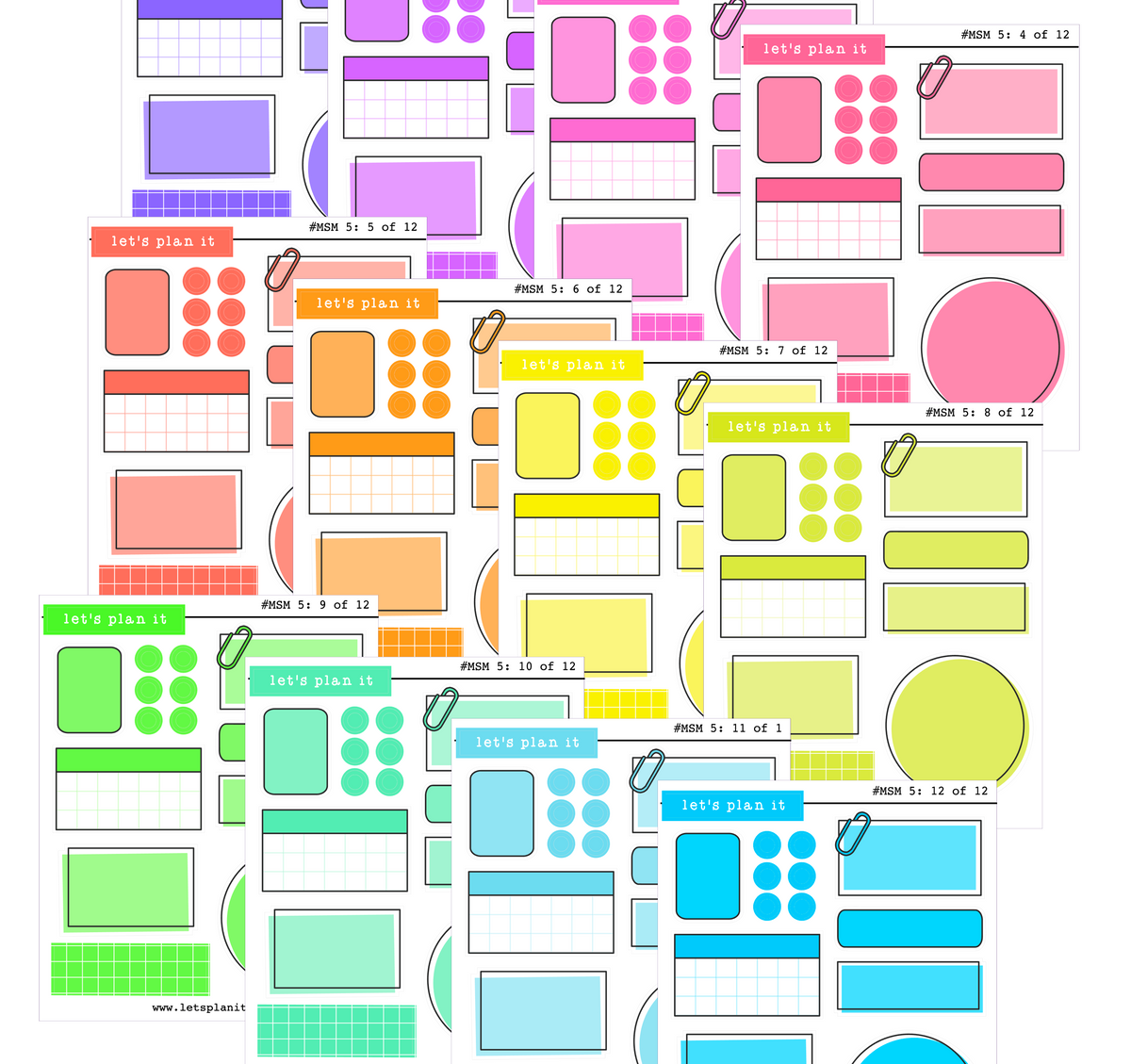 Mini Sheets Sampler mini sheets | V5 | 12 sheets | 2 paper types – LetsPlanIt