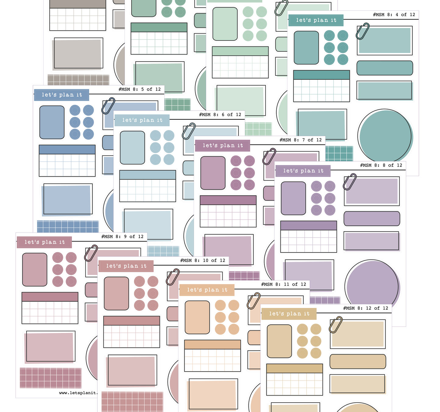 Sampler mini sheets | V8 | 12 sheets | 2 paper types