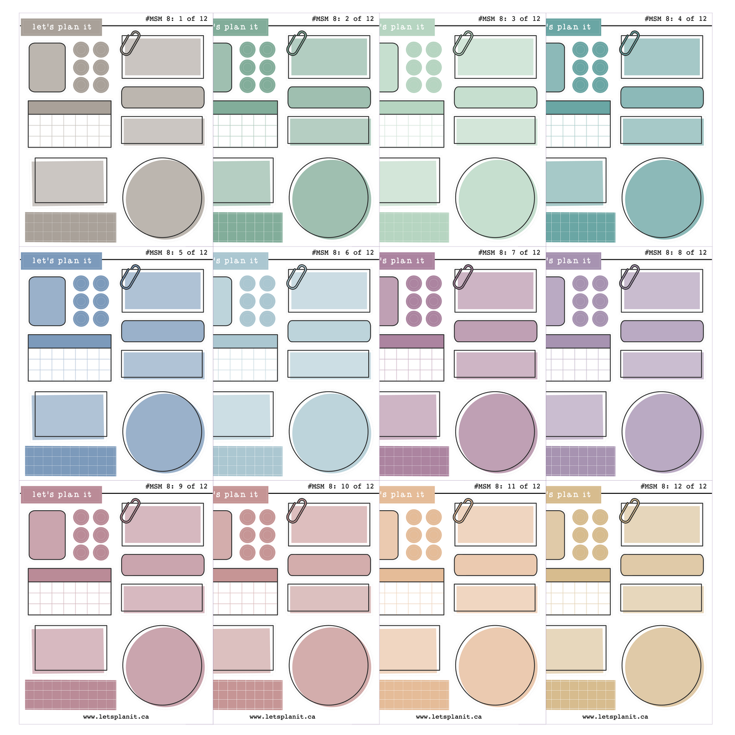 Sampler mini sheets | V8 | 12 sheets | 2 paper types