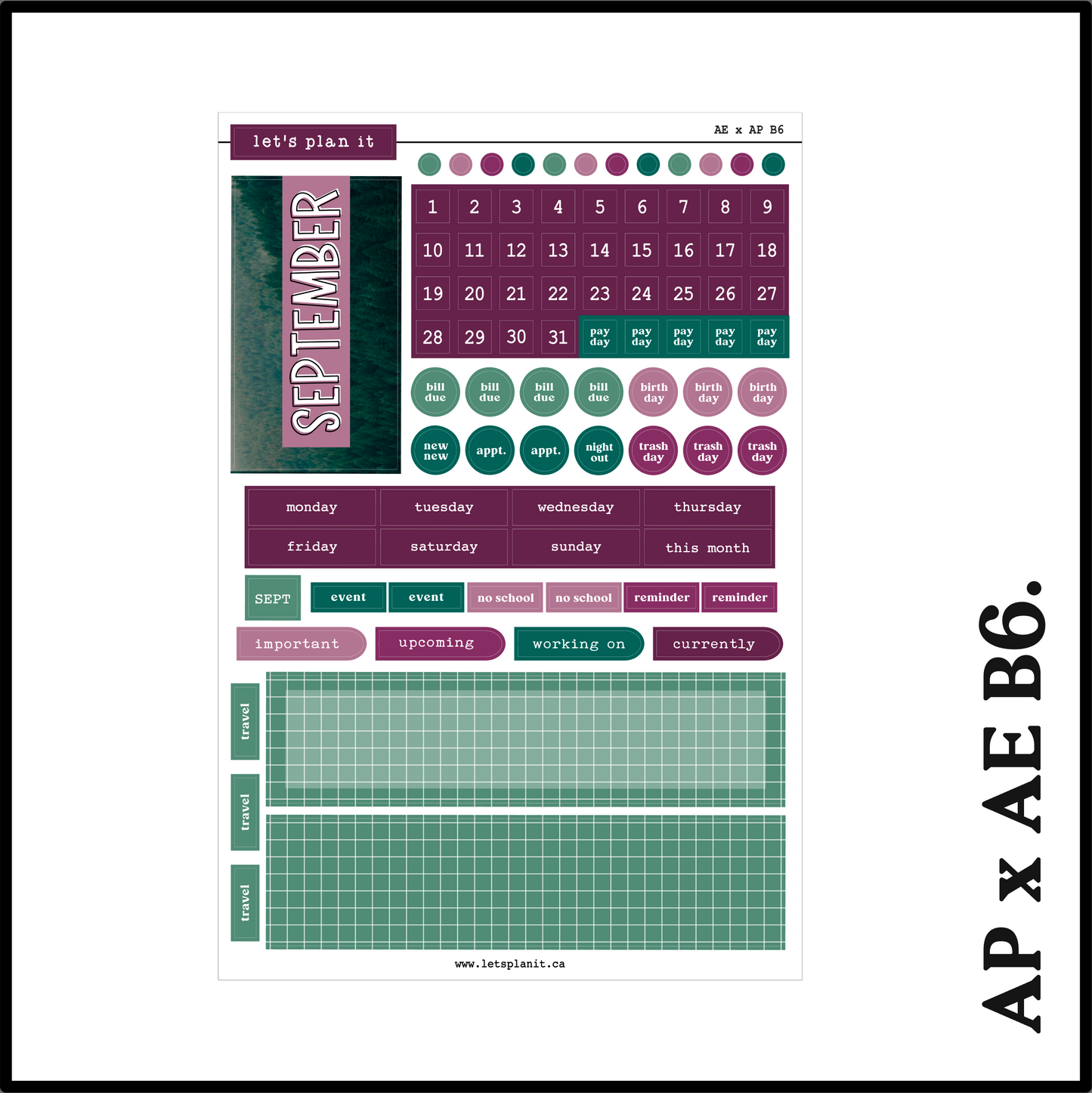 Monthly Kit: September | 8 layout options | September or Blank