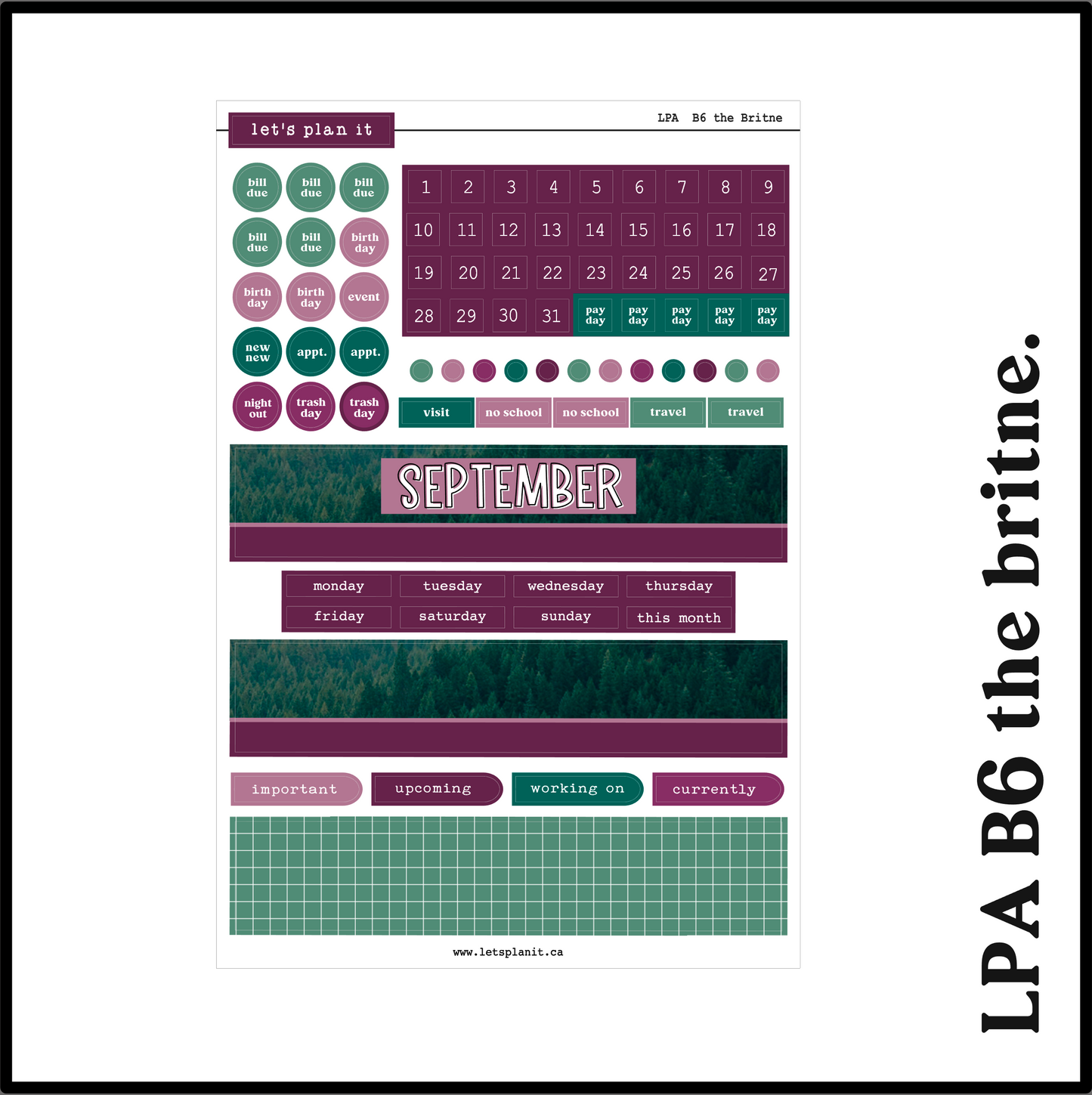 Monthly Kit: September | 8 layout options | September or Blank