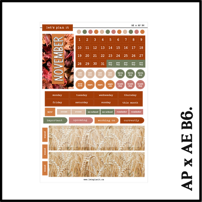 Monthly Kit: November | 8 layout options | November or Blank