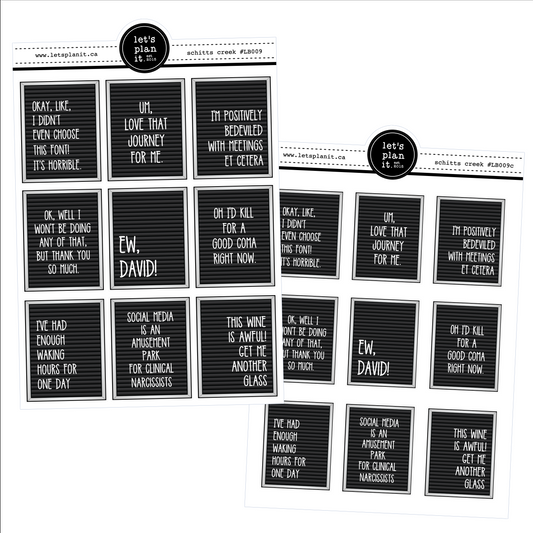 LetterBoards: Schitts Creek 1 | 2 sizes | planner stickers