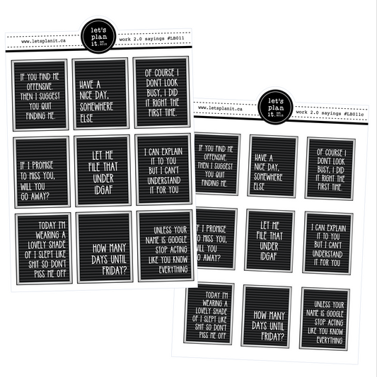 LetterBoards: WORK 2.0 | 2 sizes | planner stickers