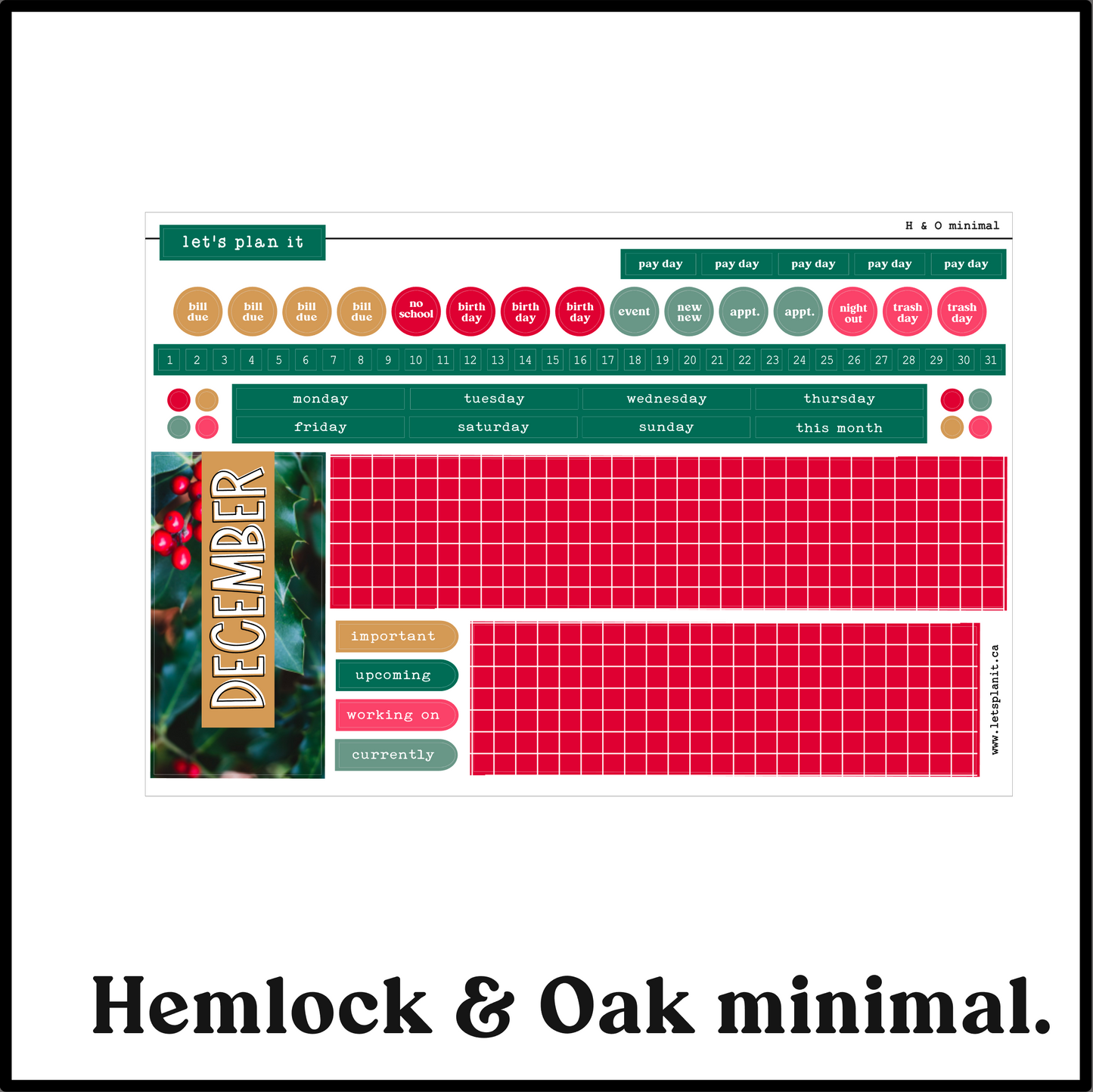 Monthly Kit: December (xmas) | 8 layout options | December or Blank