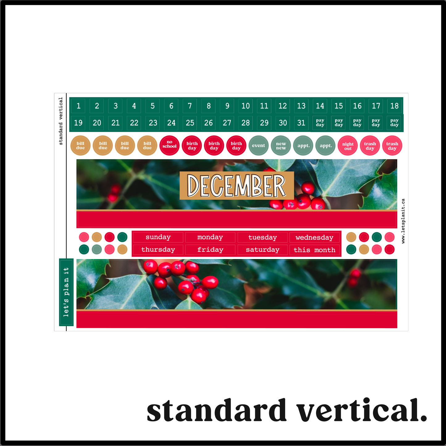 Monthly Kit: December (xmas) | 8 layout options | December or Blank