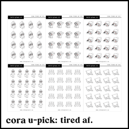 Cora | Tired af | character stickers