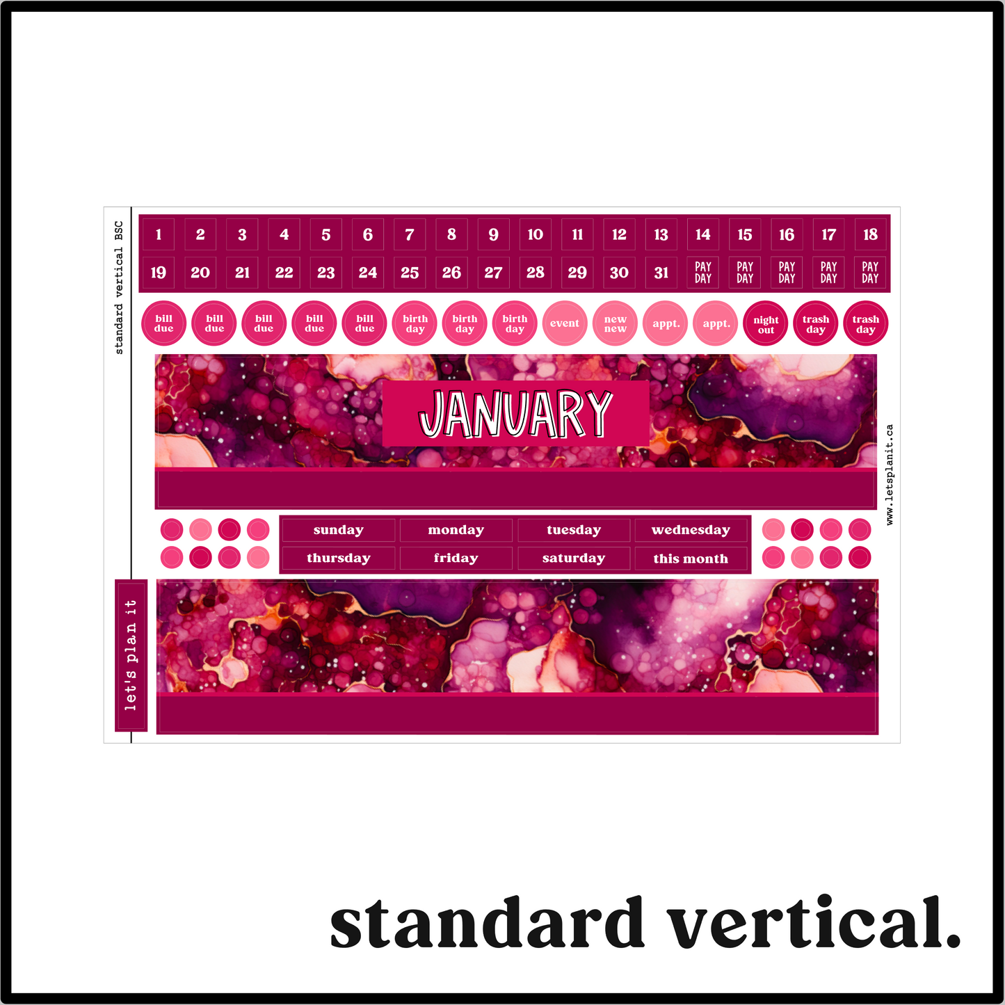 Monthly Kit: January birthstone | 8 layout options | January or Blank