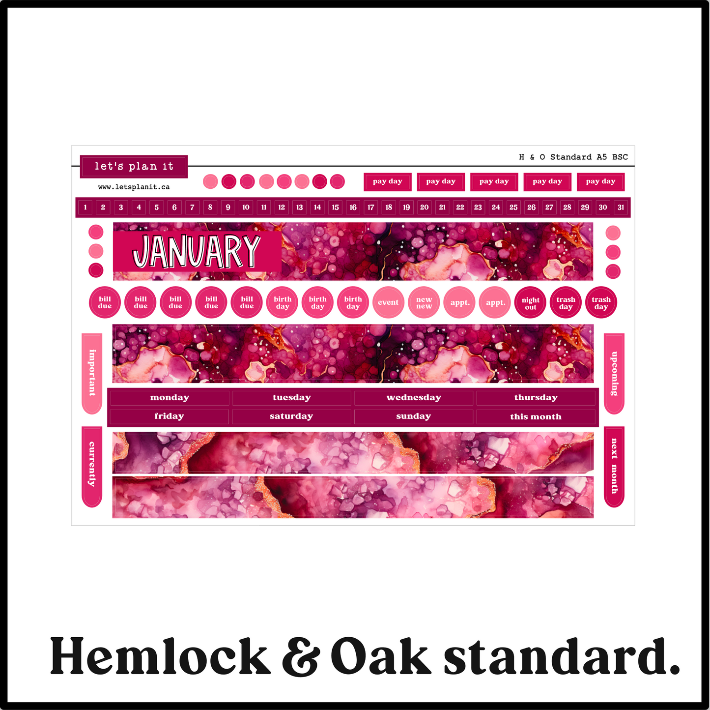 Monthly Kit: January birthstone | 8 layout options | January or Blank