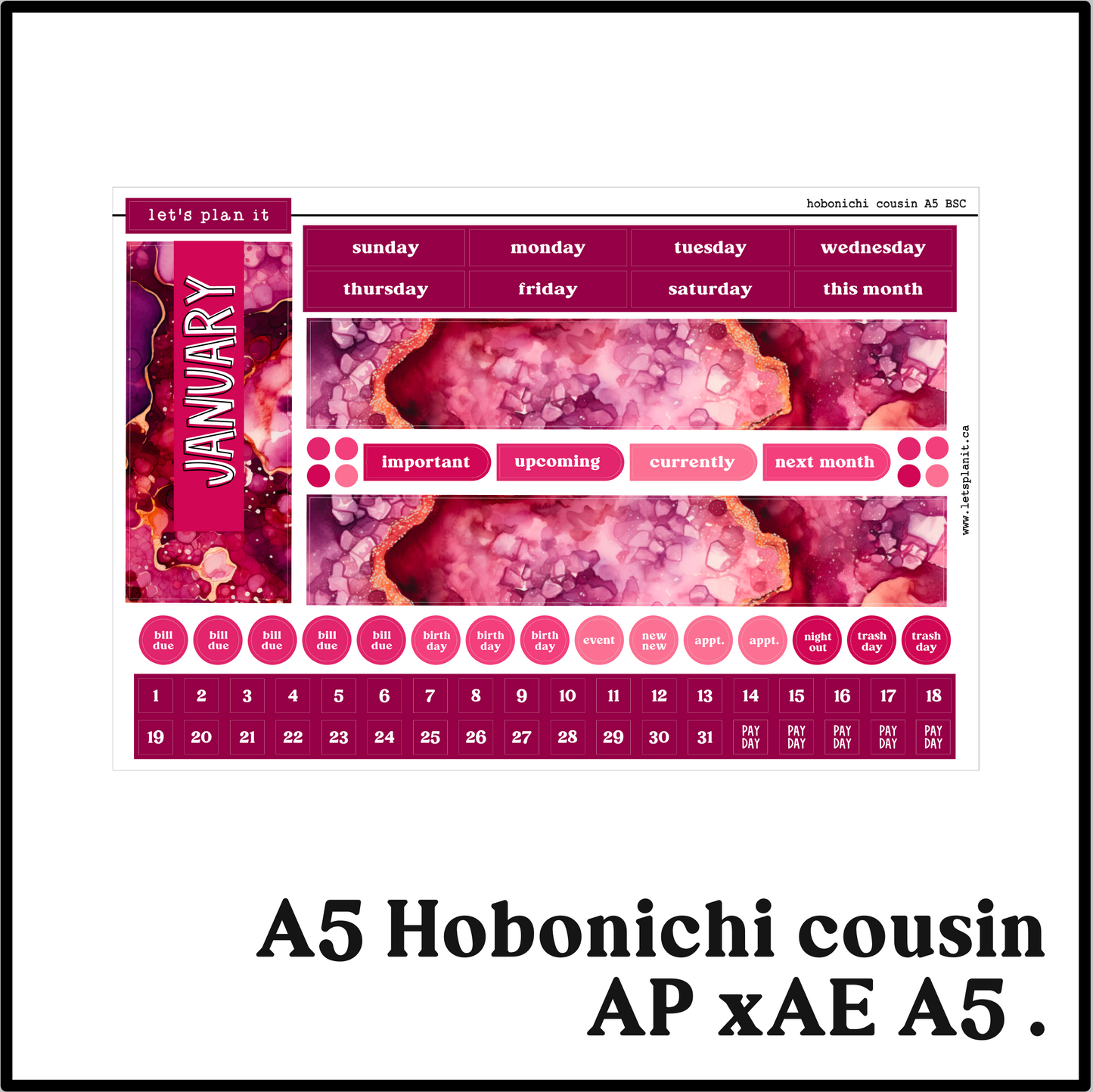 Monthly Kit: January birthstone | 8 layout options | January or Blank