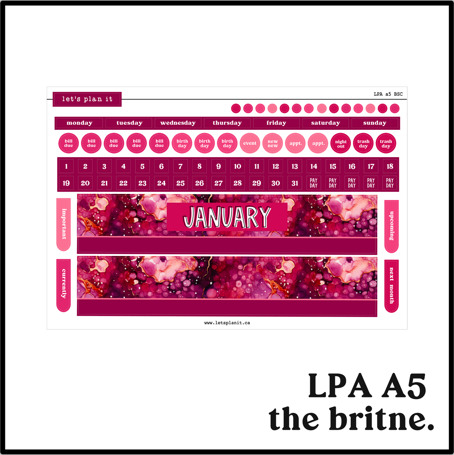 Monthly Kit: January birthstone | 8 layout options | January or Blank