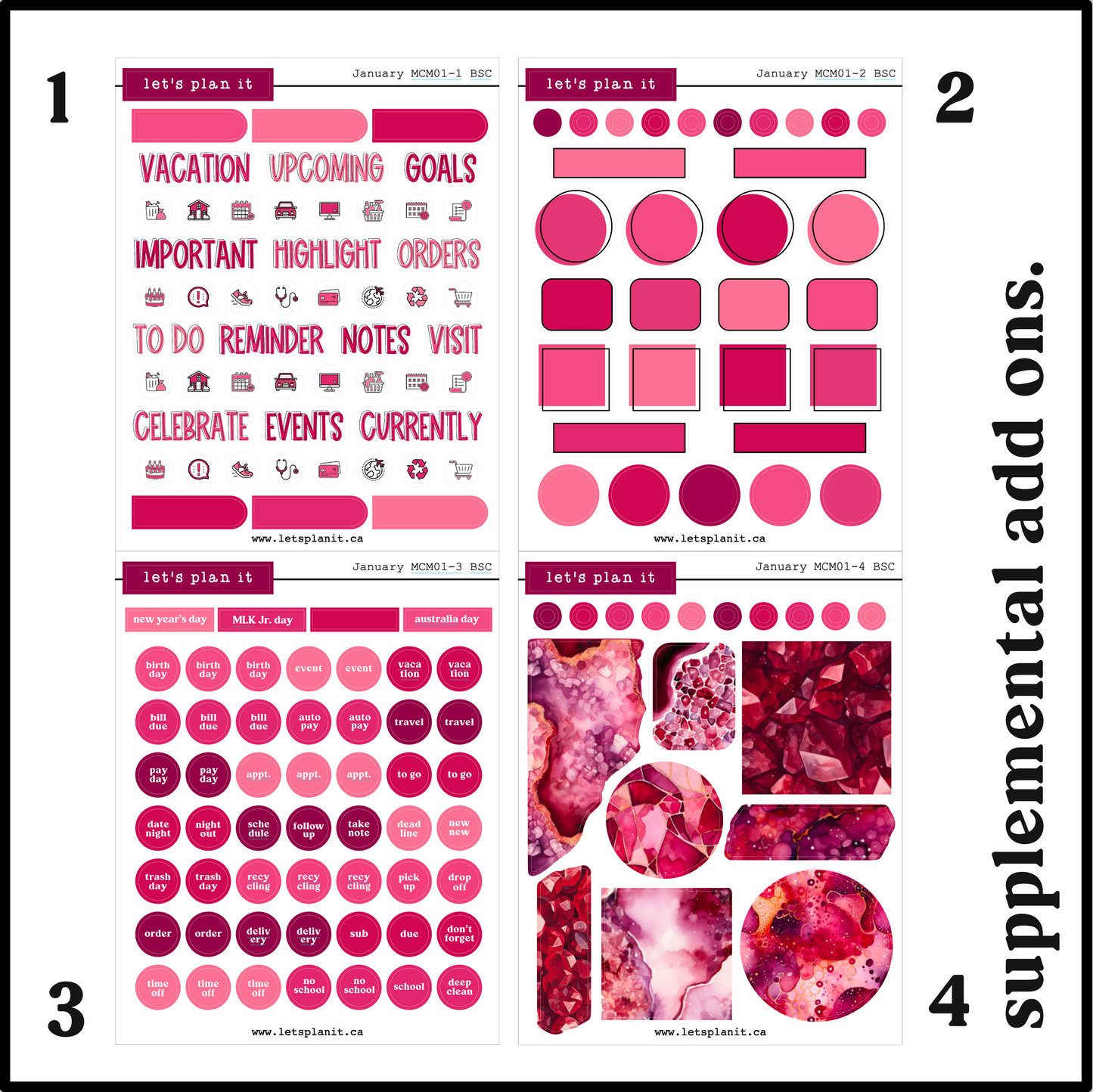 Monthly Kit: January birthstone | 8 layout options | January or Blank