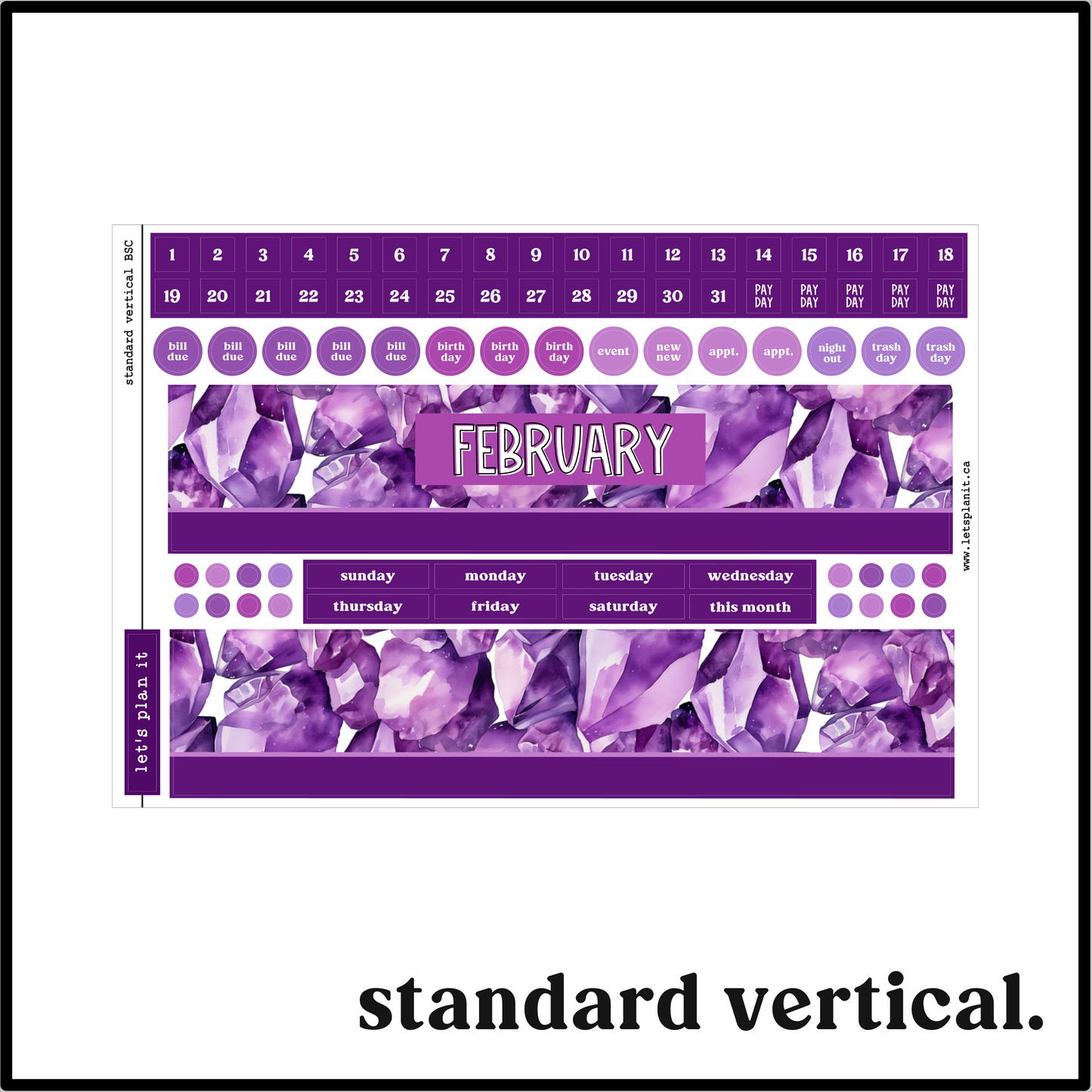 Monthly Kit: February birthstone | 8 layout options | February or Blank