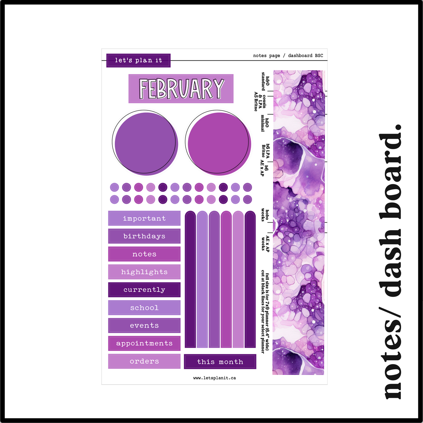 Monthly Kit: February birthstone | 8 layout options | February or Blank