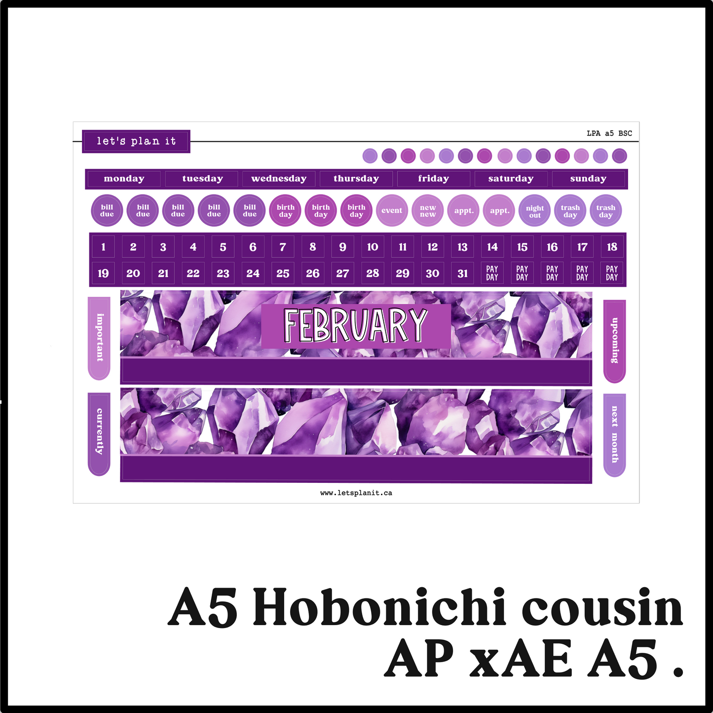 Monthly Kit: February birthstone | 8 layout options | February or Blank