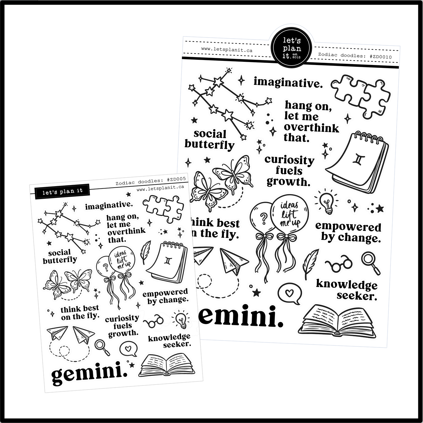 Zodiac Gemini |  Deco stickers | 2 sizes | 2 paper types