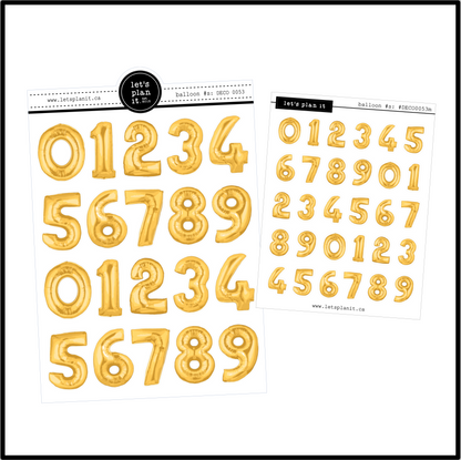 Balloon numbers |  Deco stickers | 2 colors