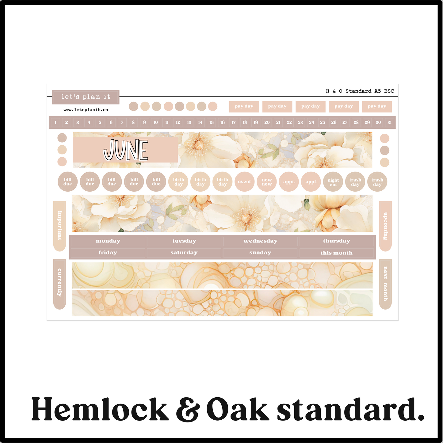 Monthly Kit: June birthstone | 8 layout options | June or Blank