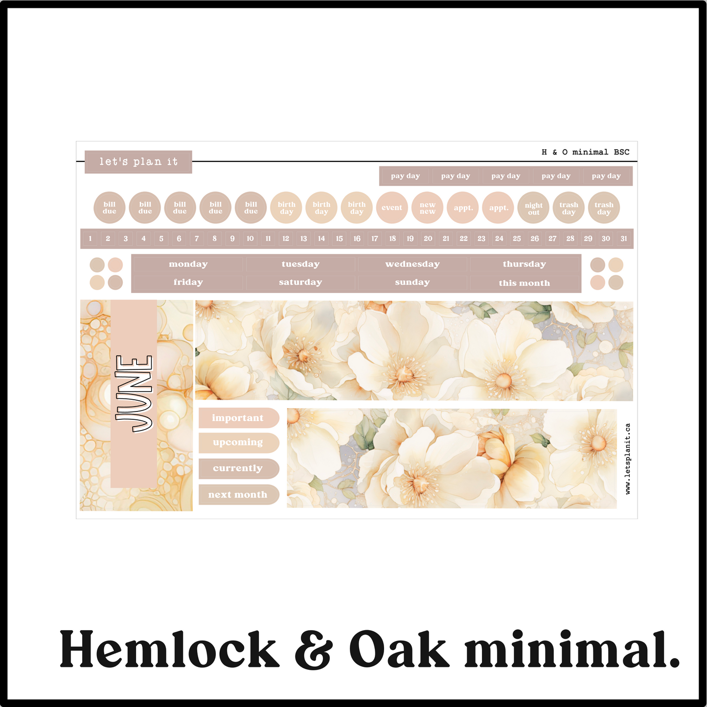 Monthly Kit: June birthstone | 8 layout options | June or Blank