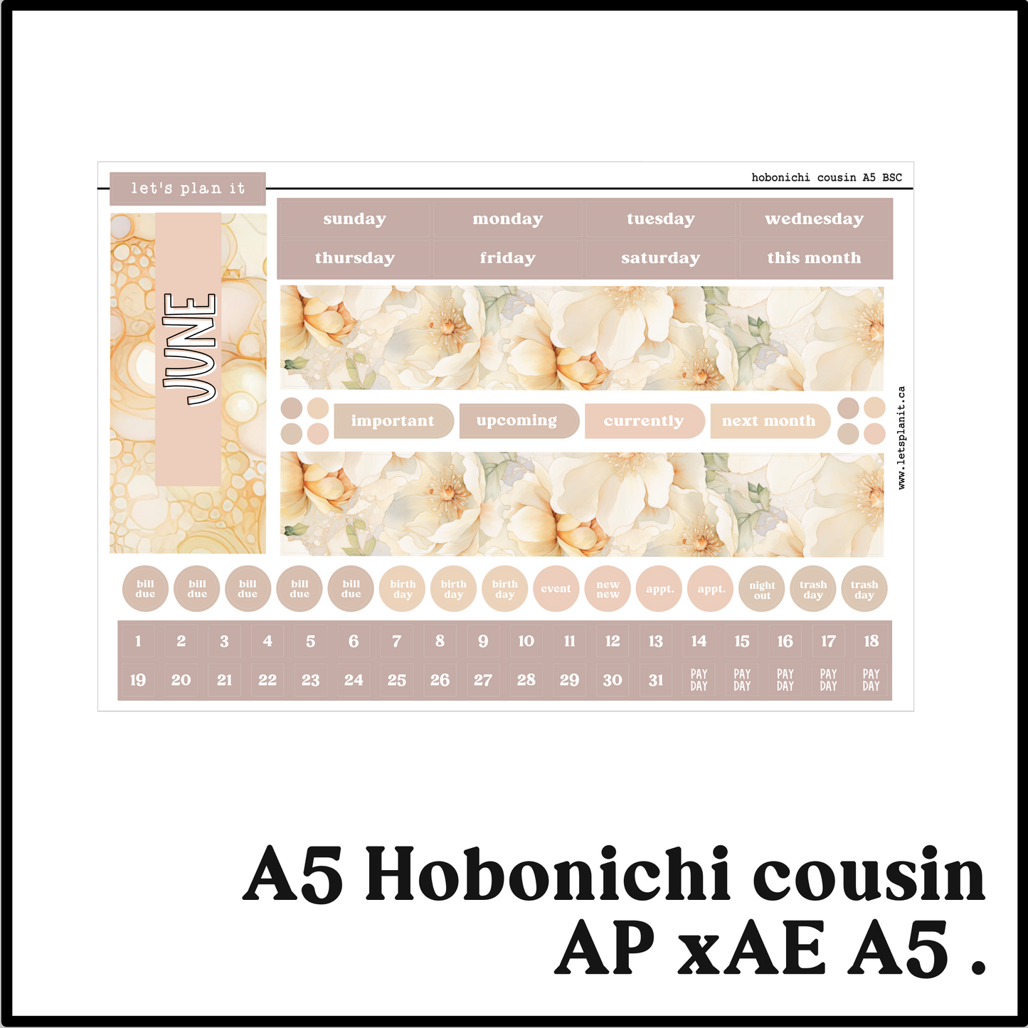 Monthly Kit: June birthstone | 8 layout options | June or Blank