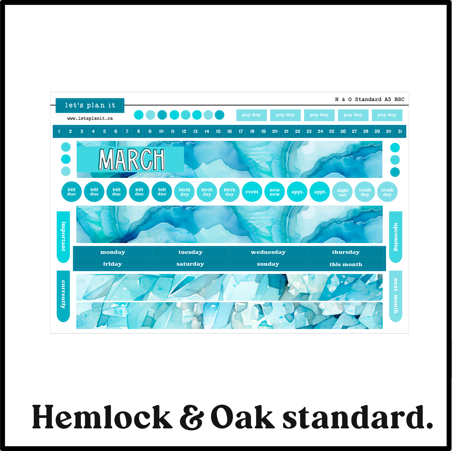 Monthly Kit: March birthstone | 8 layout options | March or Blank