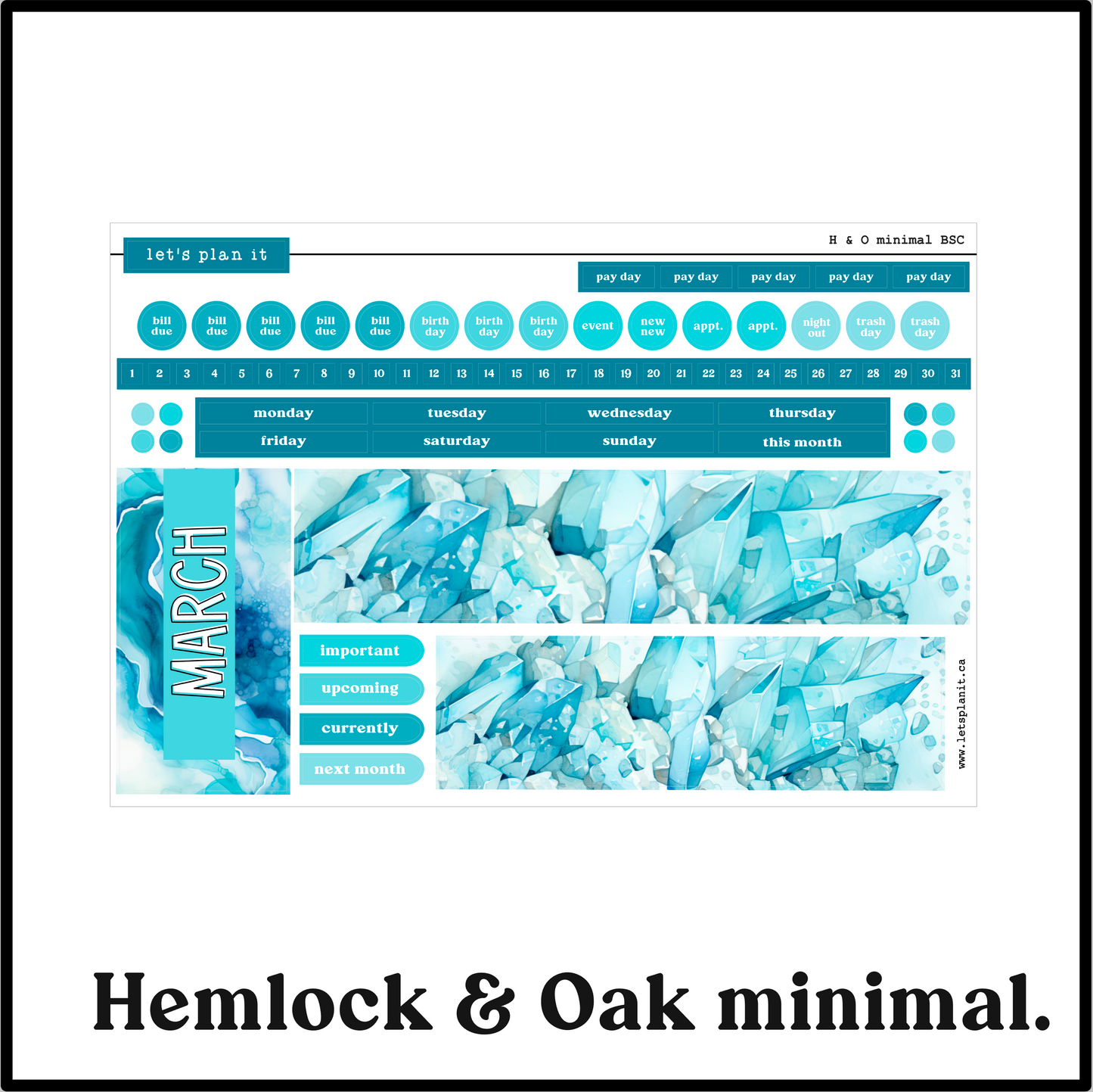 Monthly Kit: March birthstone | 8 layout options | March or Blank