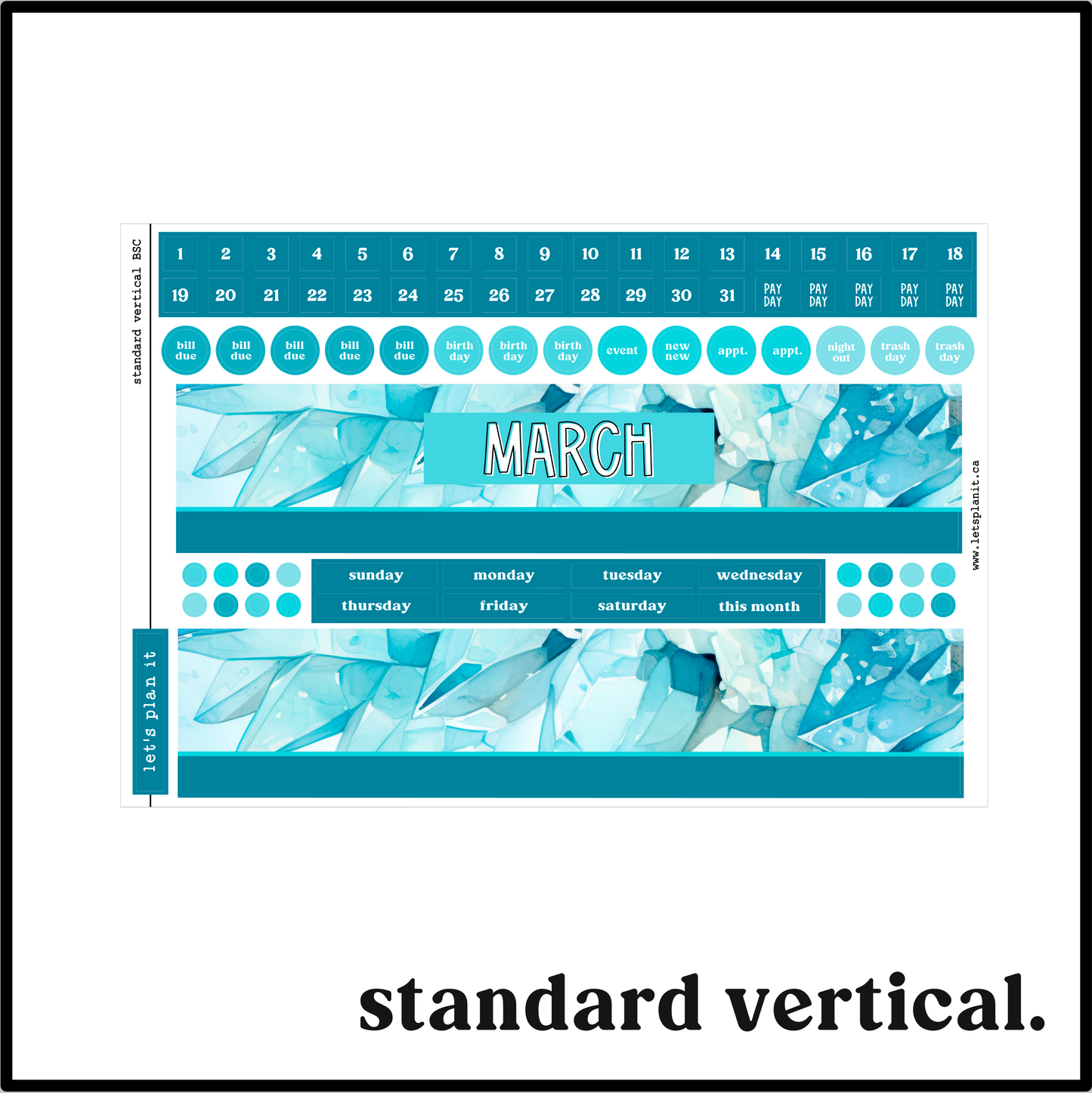 Monthly Kit: March birthstone | 8 layout options | March or Blank