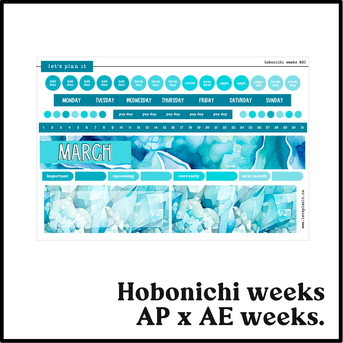 Monthly Kit: March birthstone | 8 layout options | March or Blank