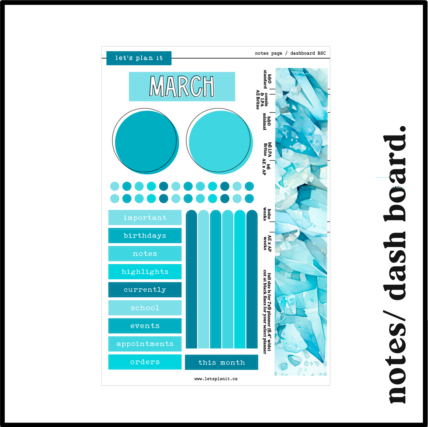 Monthly Kit: March birthstone | 8 layout options | March or Blank