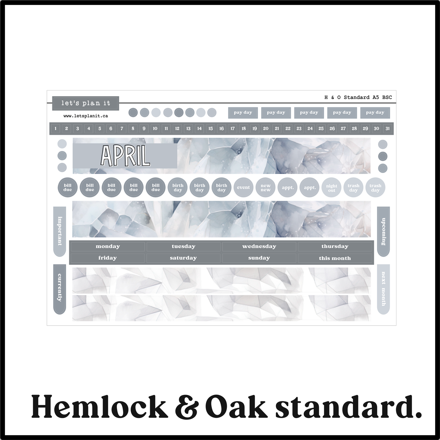 Monthly Kit: April birthstone | 8 layout options | April or Blank