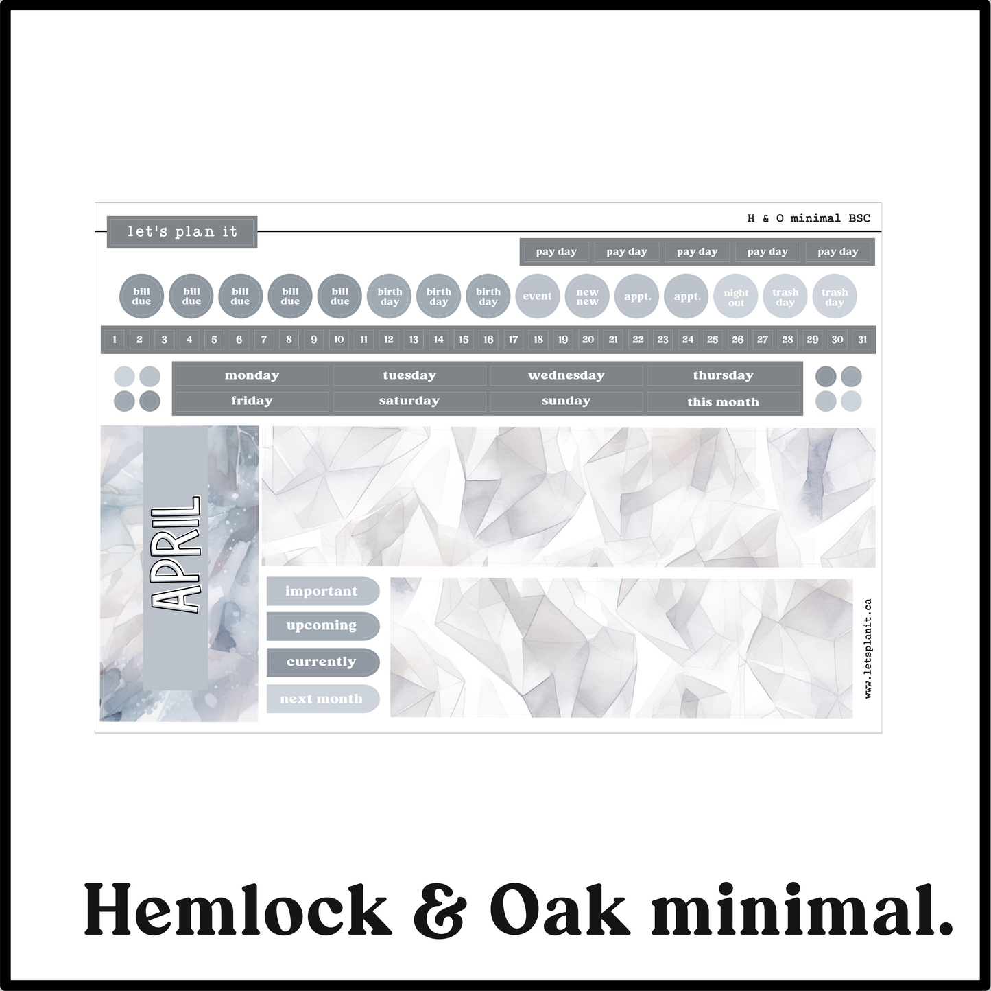 Monthly Kit: April birthstone | 8 layout options | April or Blank