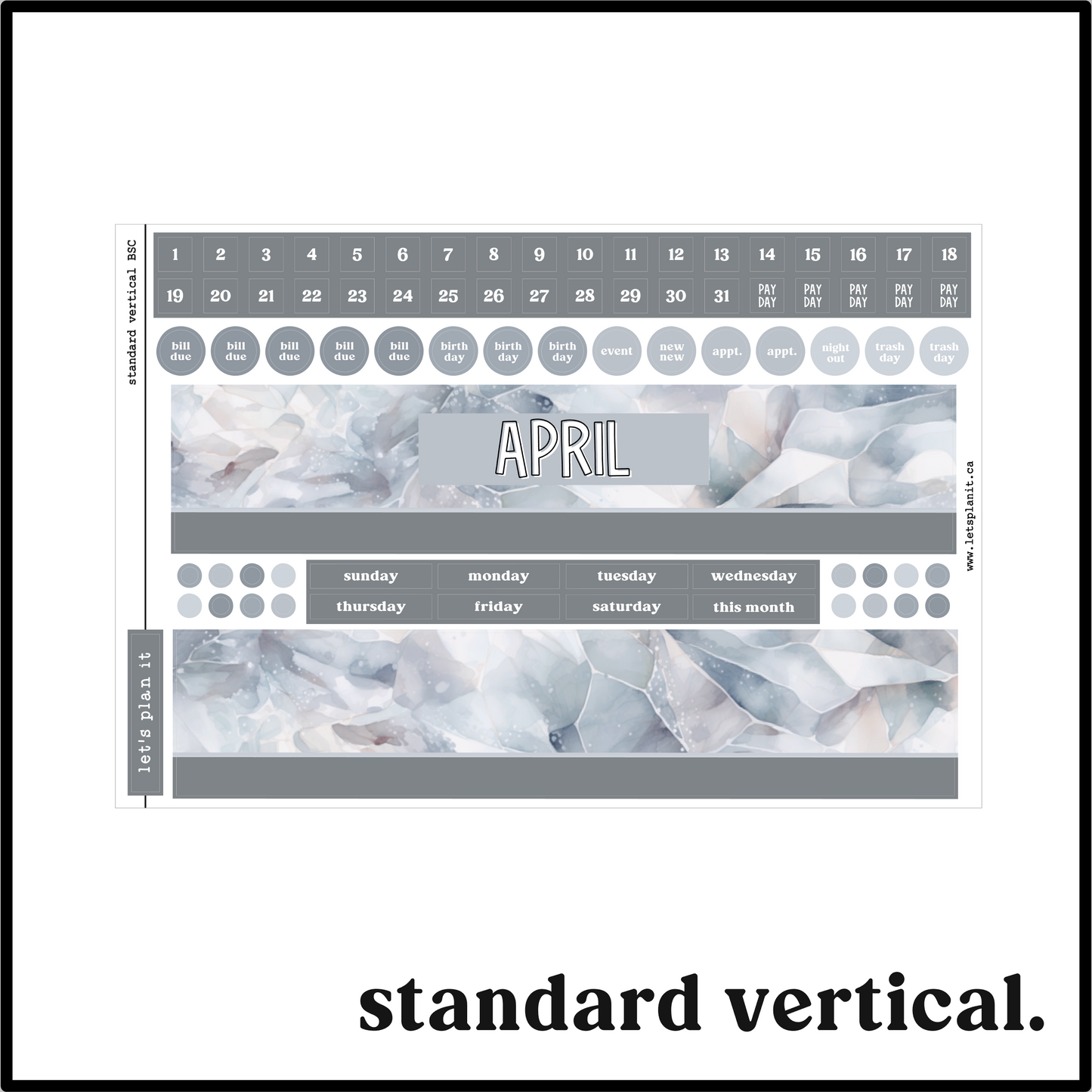 Monthly Kit: April birthstone | 8 layout options | April or Blank