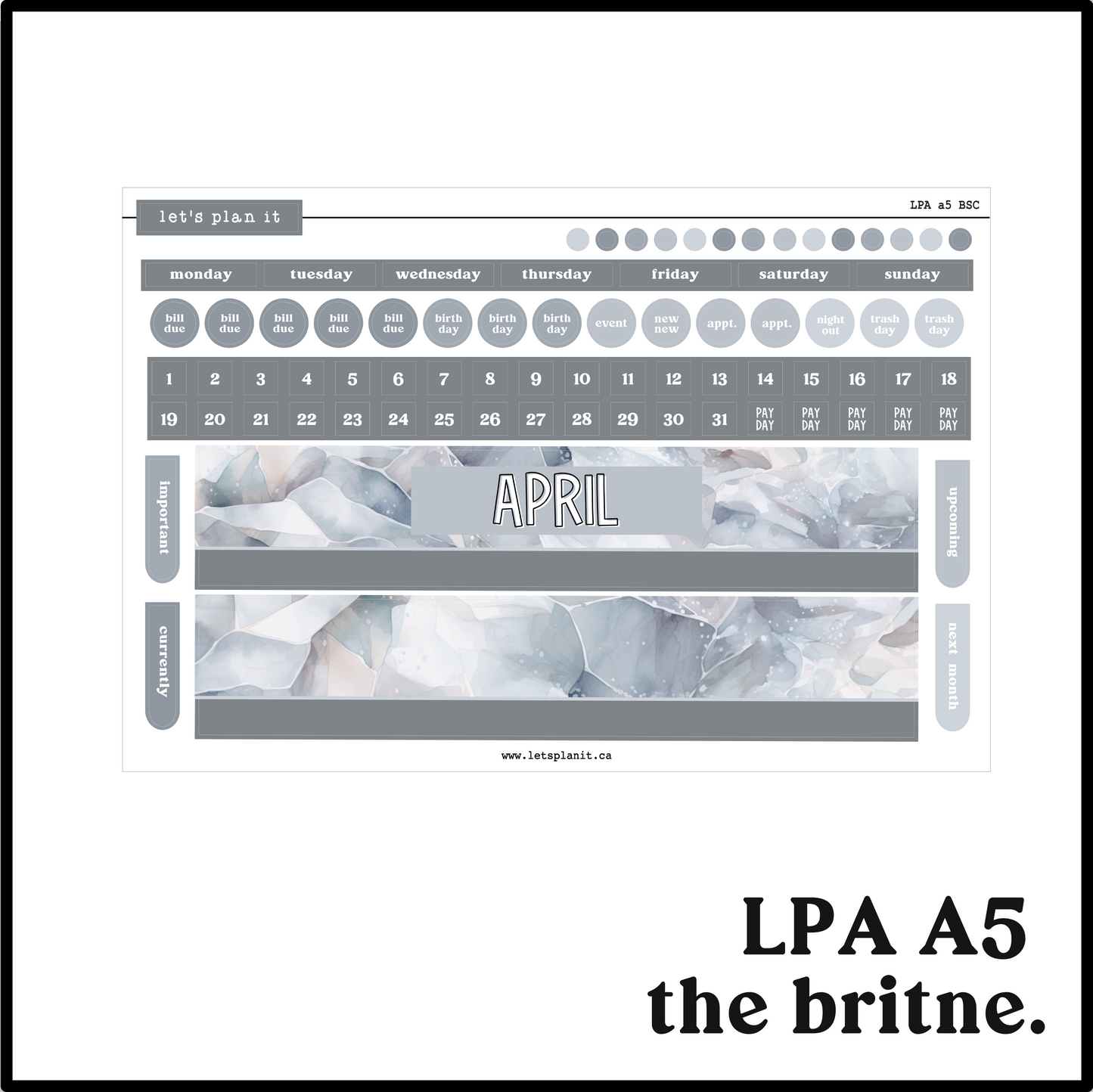 Monthly Kit: April birthstone | 8 layout options | April or Blank