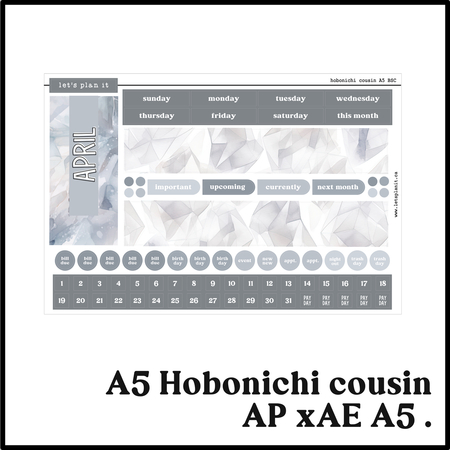 Monthly Kit: April birthstone | 8 layout options | April or Blank