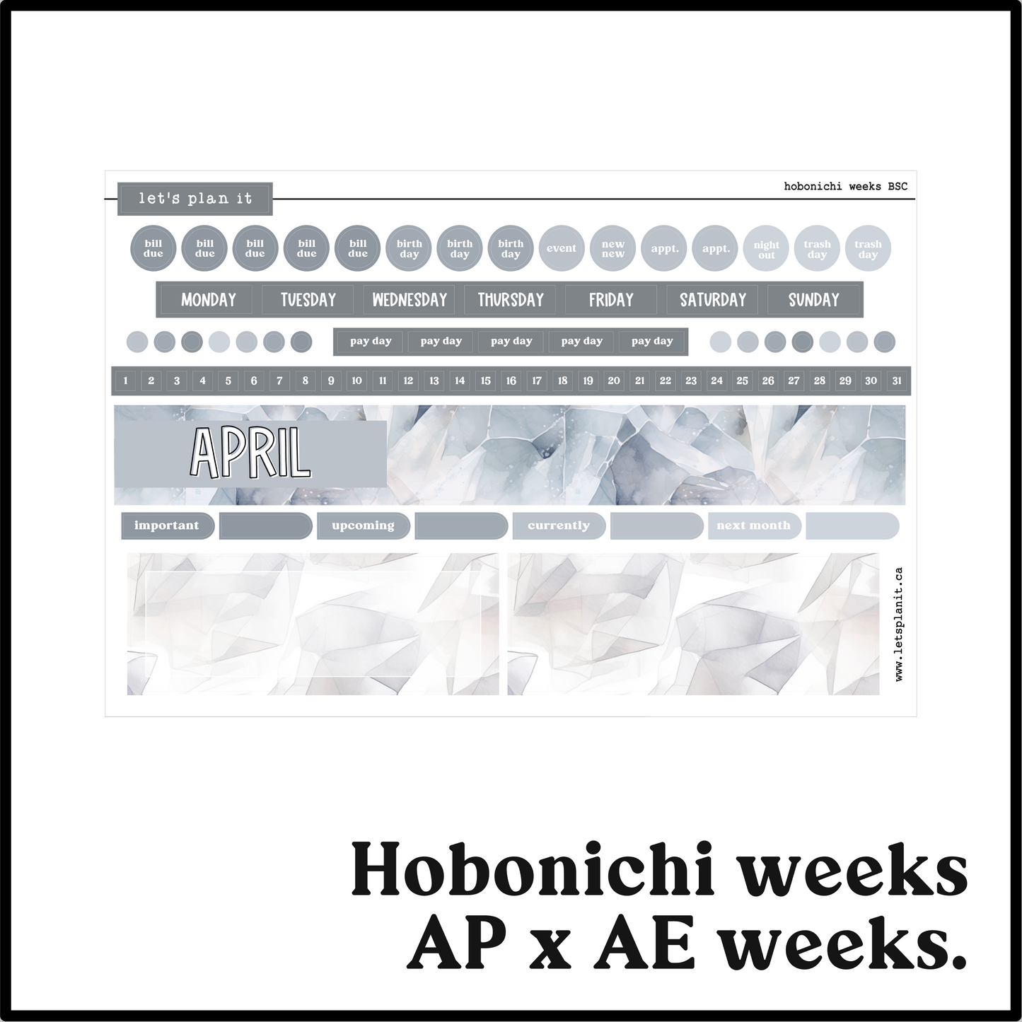 Monthly Kit: April birthstone | 8 layout options | April or Blank