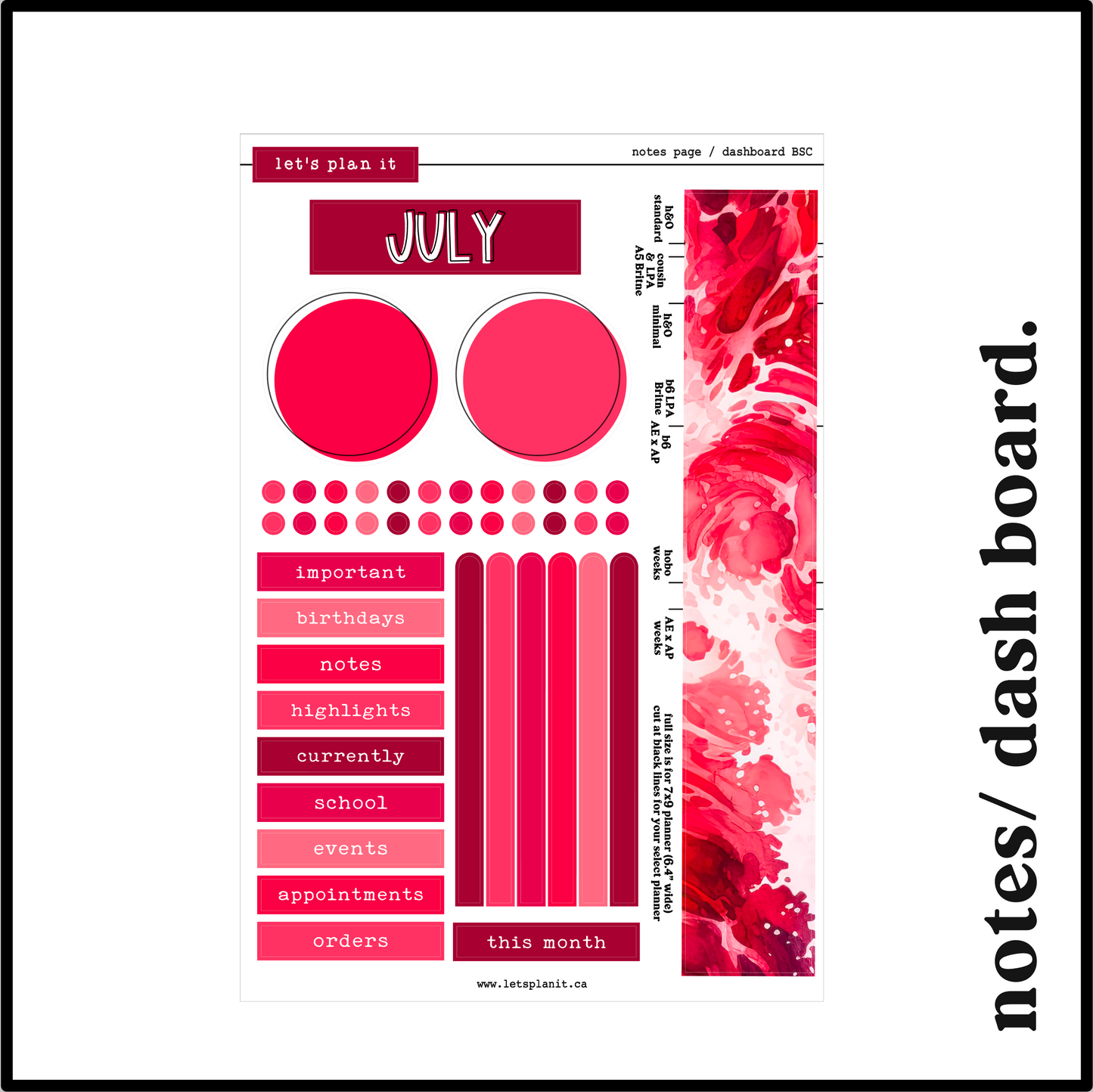 Monthly Kit: July birthstone | 8 layout options | July or Blank