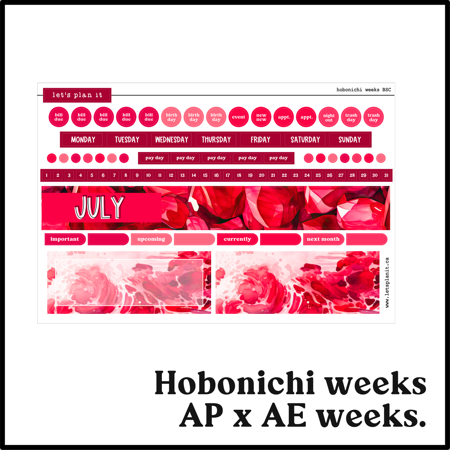 Monthly Kit: July birthstone | 8 layout options | July or Blank