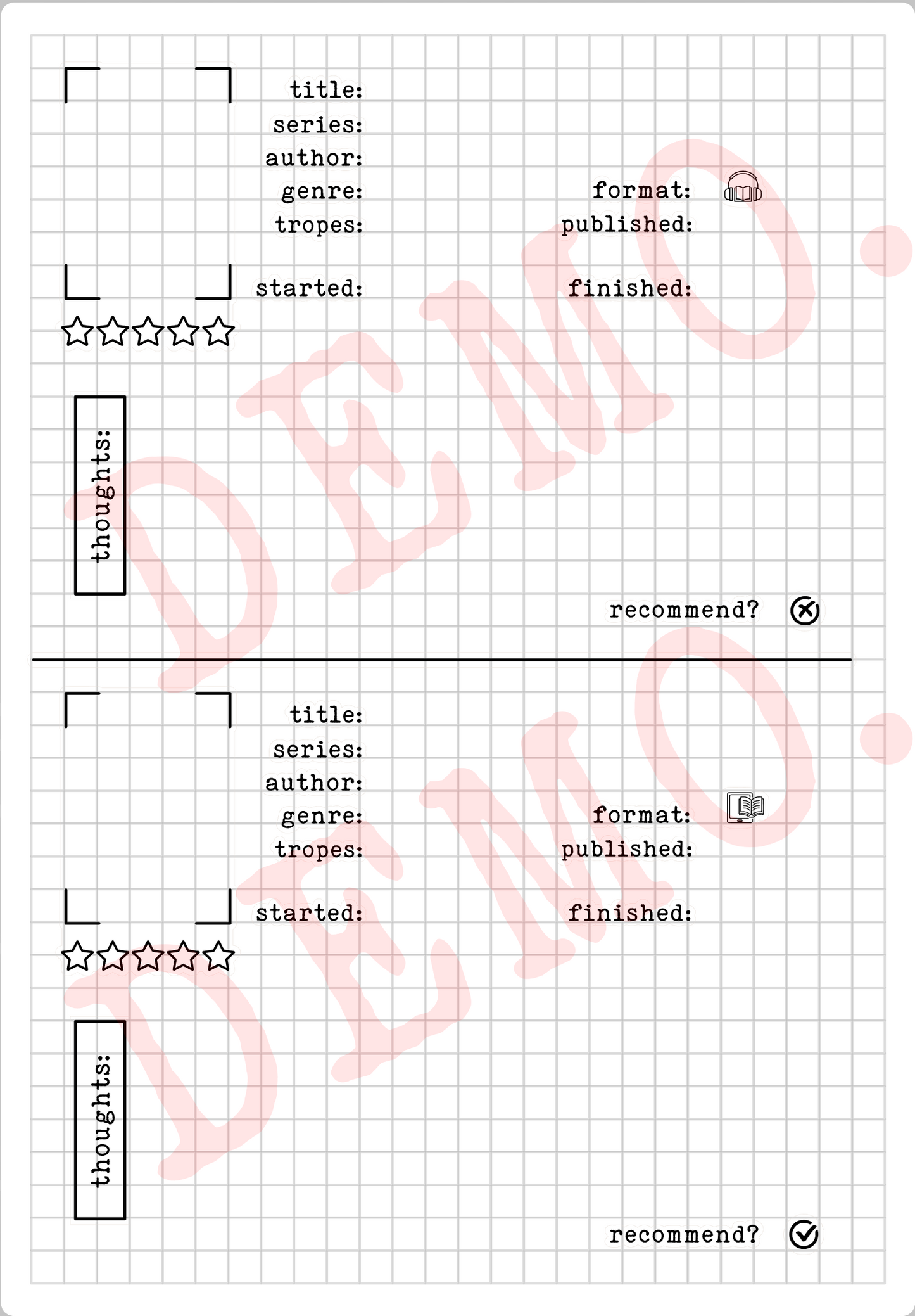 Build Your Own Book Journal | Stickers | 2 paper types|  39 variants