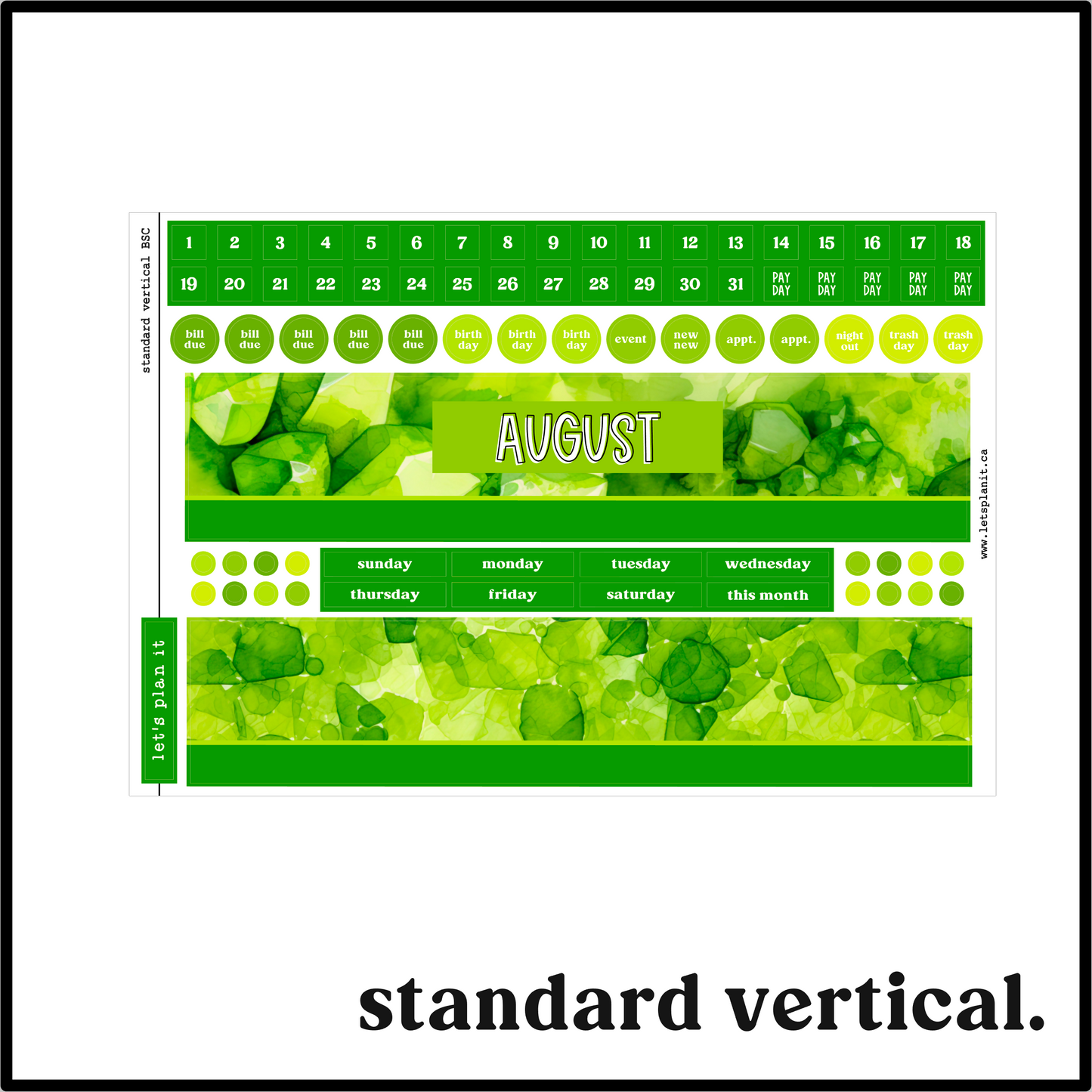 Monthly Kit: August birthstone | 8 layout options | August or Blank