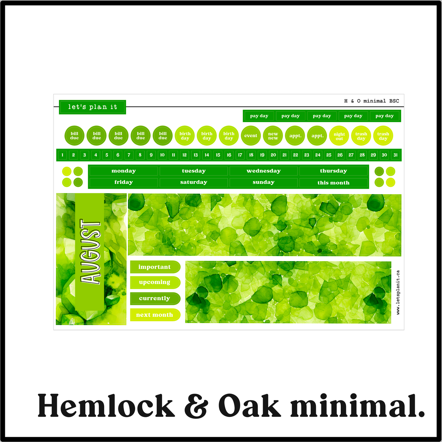 Monthly Kit: August birthstone | 8 layout options | August or Blank