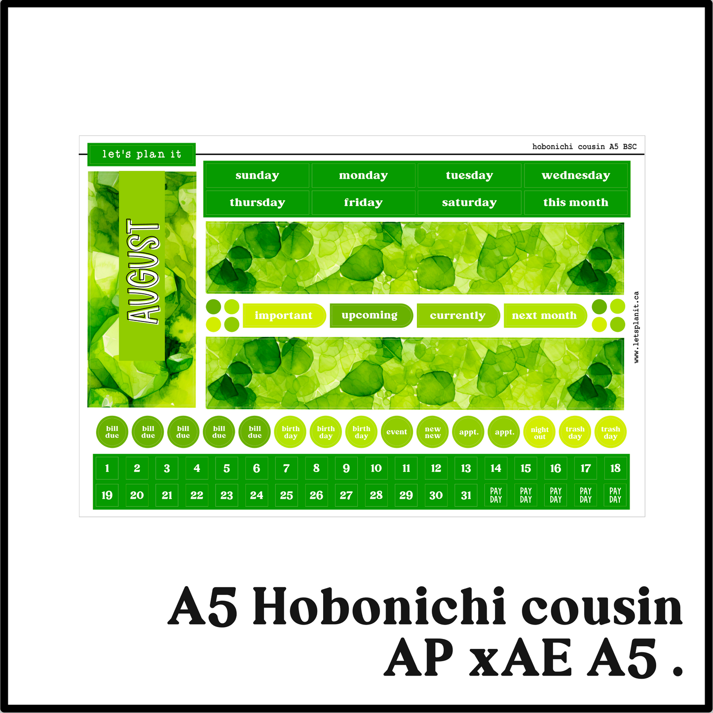 Monthly Kit: August birthstone | 8 layout options | August or Blank