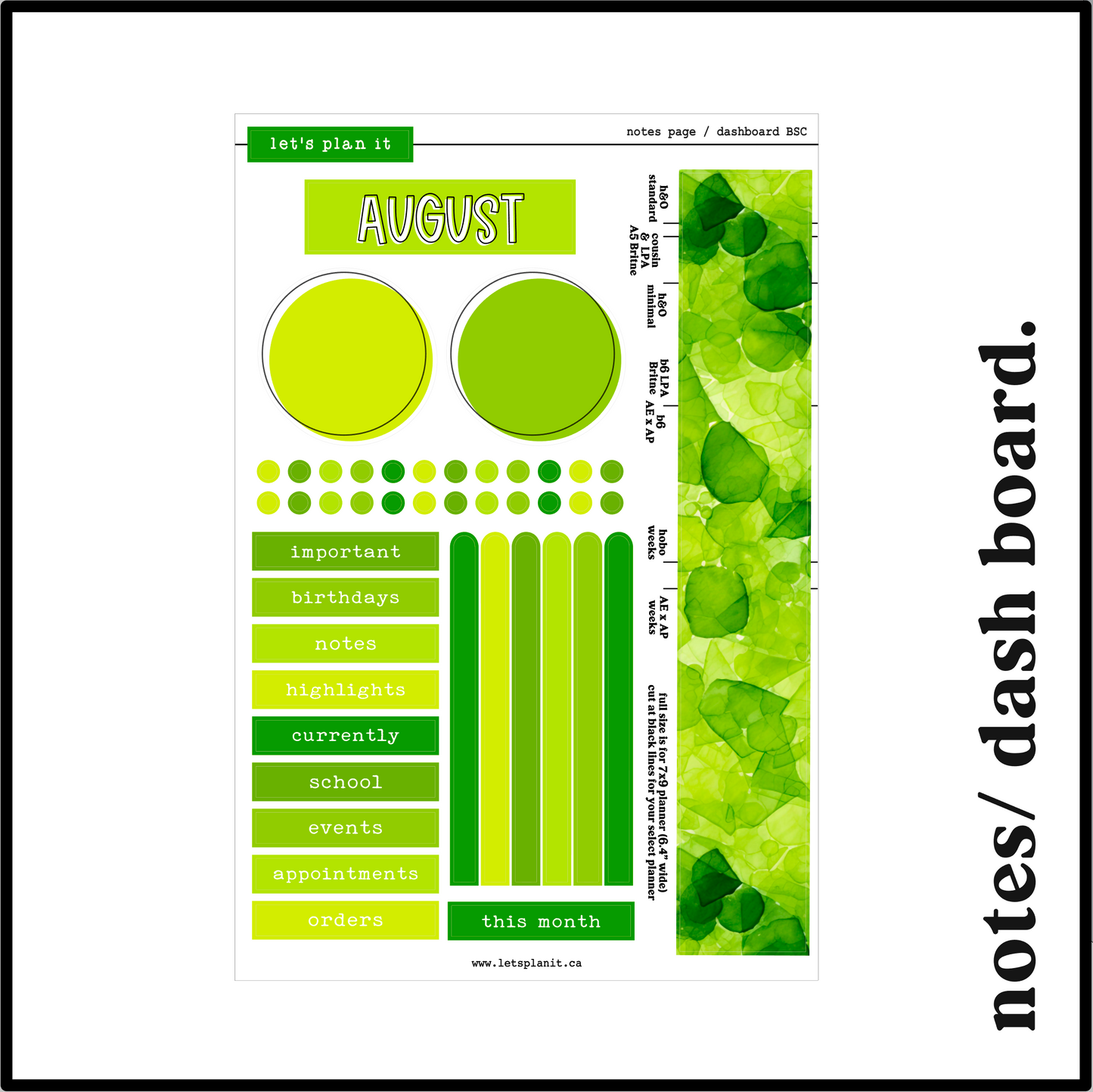 Monthly Kit: August birthstone | 8 layout options | August or Blank