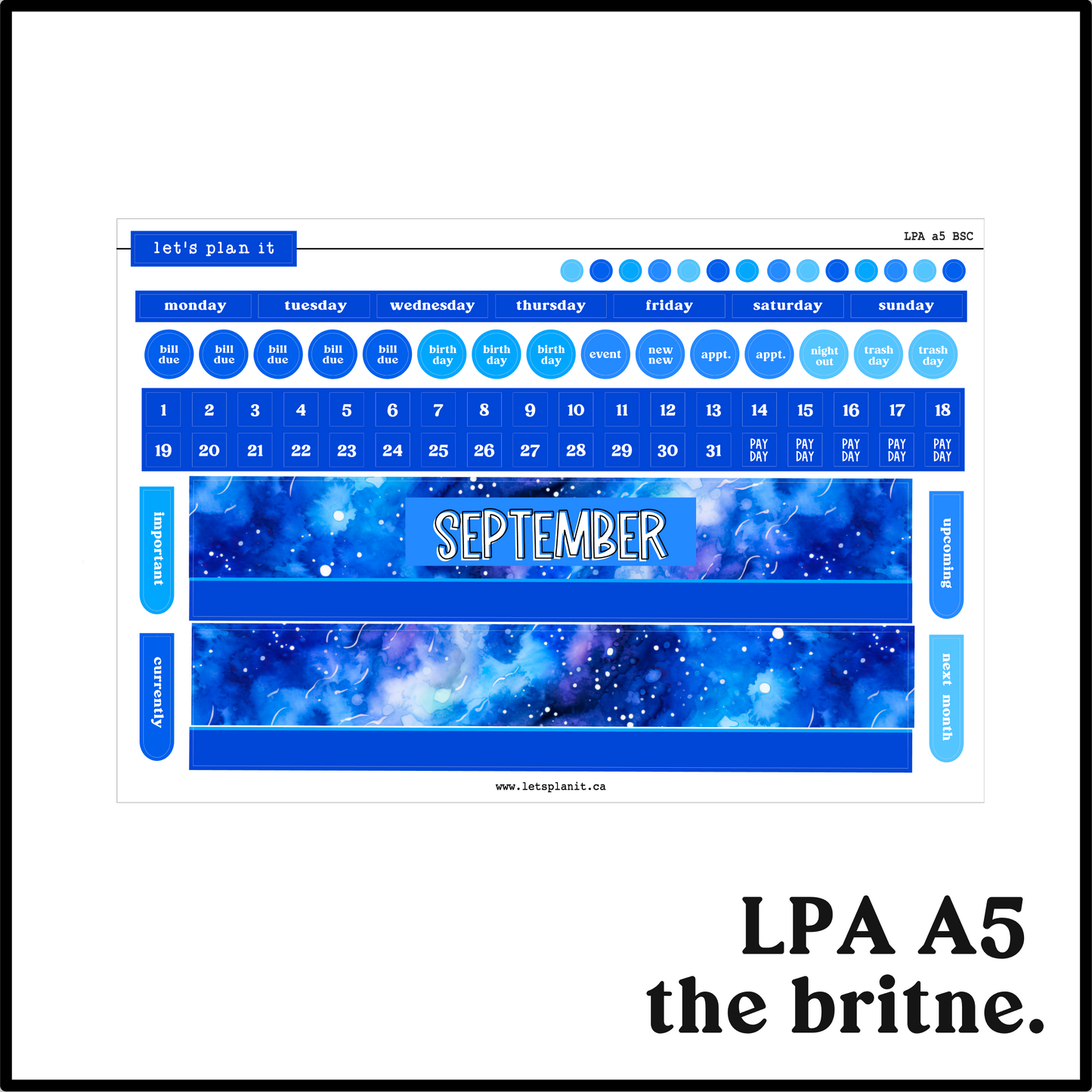 Monthly Kit: September birthstone | 8 layout options | September or Blank