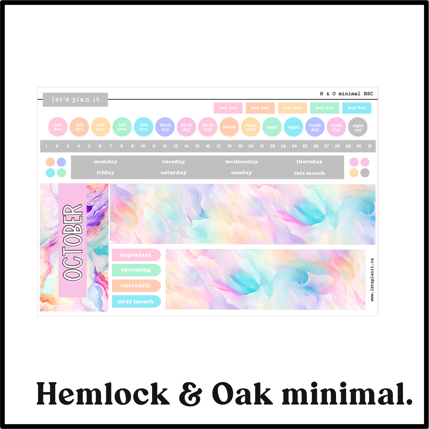 Monthly Kit: October birthstone | 8 layout options | October or Blank