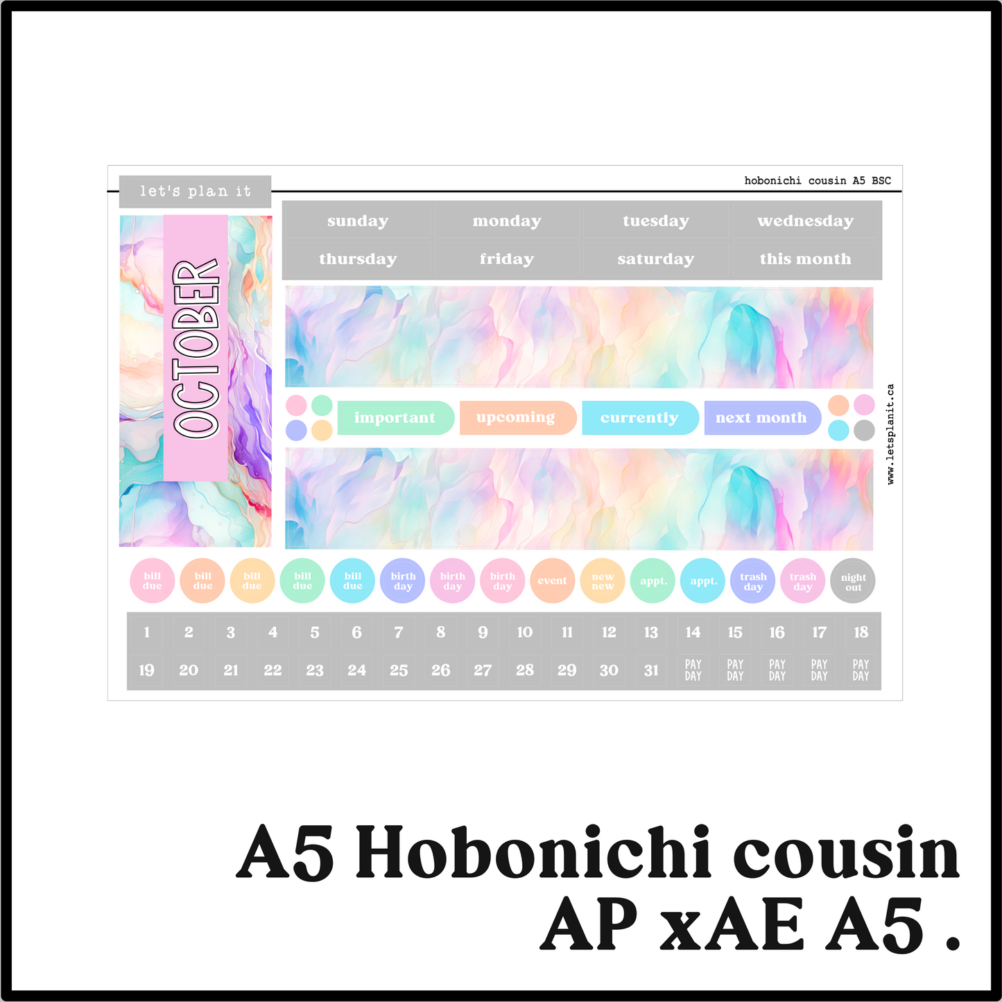 Monthly Kit: October birthstone | 8 layout options | October or Blank