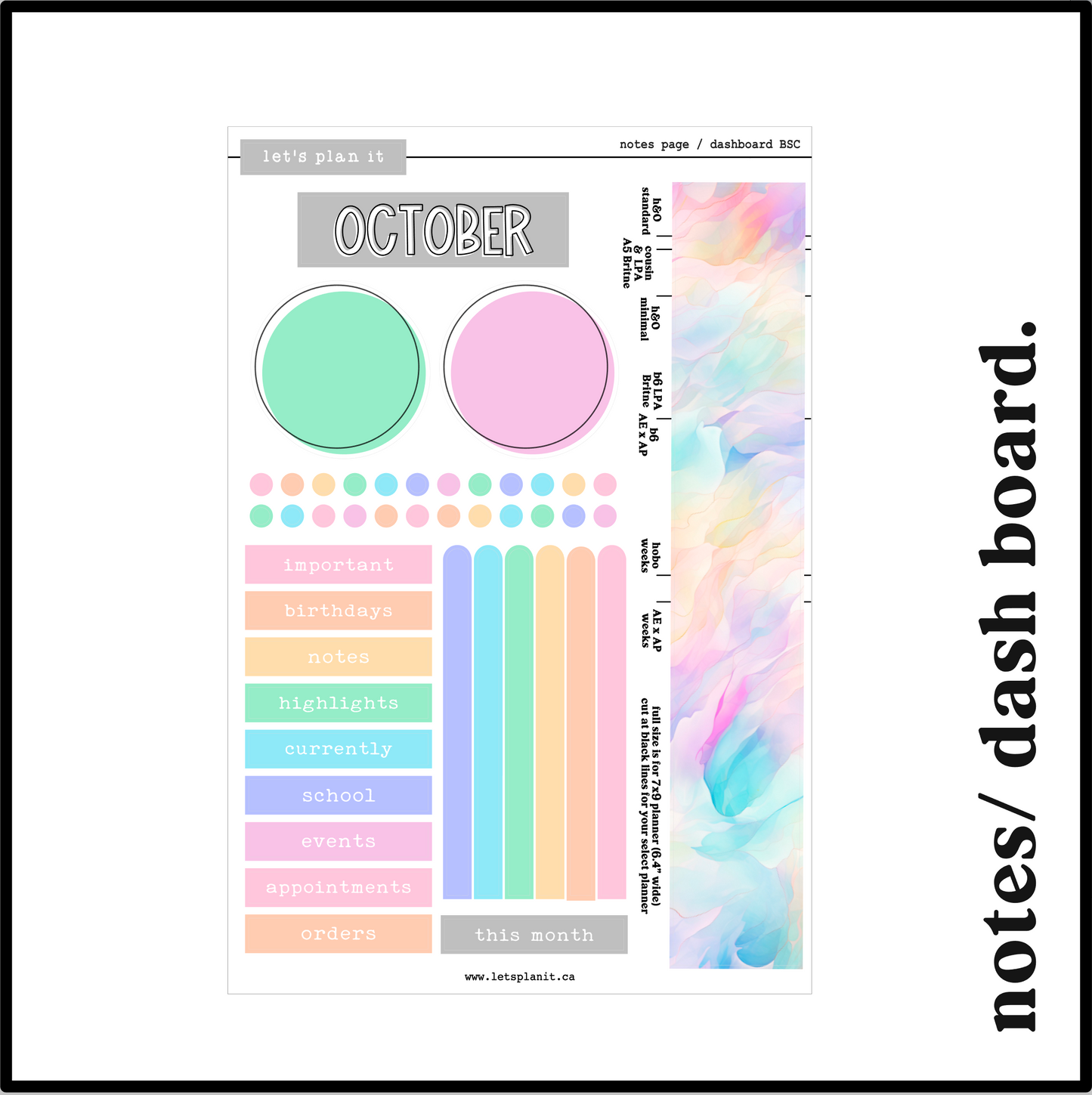 Monthly Kit: October birthstone | 8 layout options | October or Blank