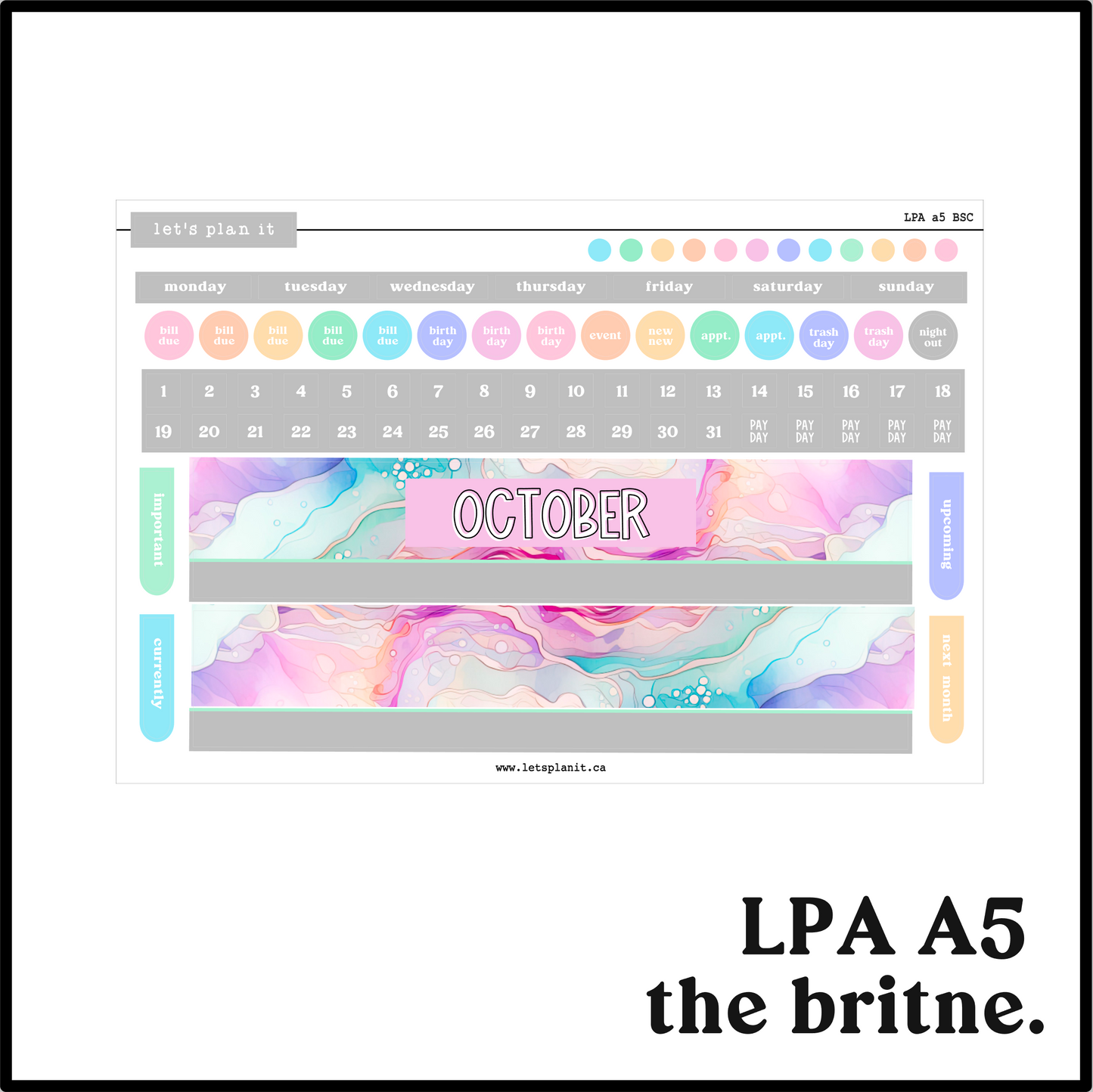 Monthly Kit: October birthstone | 8 layout options | October or Blank