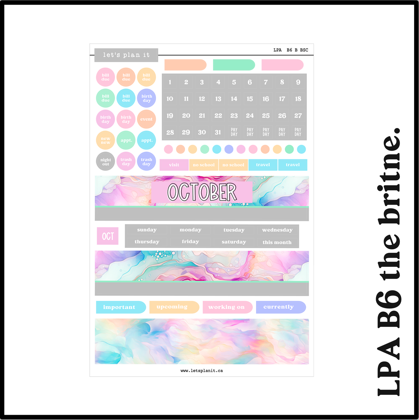 Monthly Kit: October birthstone | 8 layout options | October or Blank
